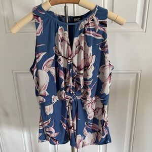 INC International Concepts Women's Blue and Pink Floral Blouse